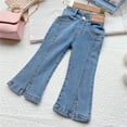 thumbnail image 2 of Wangkekeji Pants for Girls Toddler Girl 5t Toddler Girls Summer Strap Jeans Elastic Slim Vintage Casual Flared Jeans Trousers Daily Wearing, 2 of 6