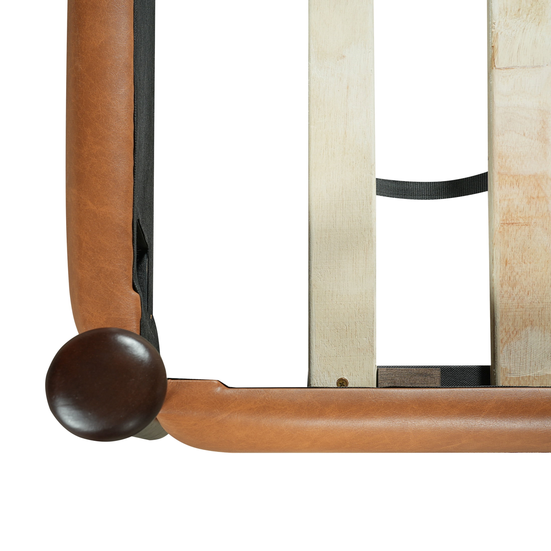 Christopher Knight Home Queen Upholstered Bed Frame with Tufted Headboard, PU Leather, Brown