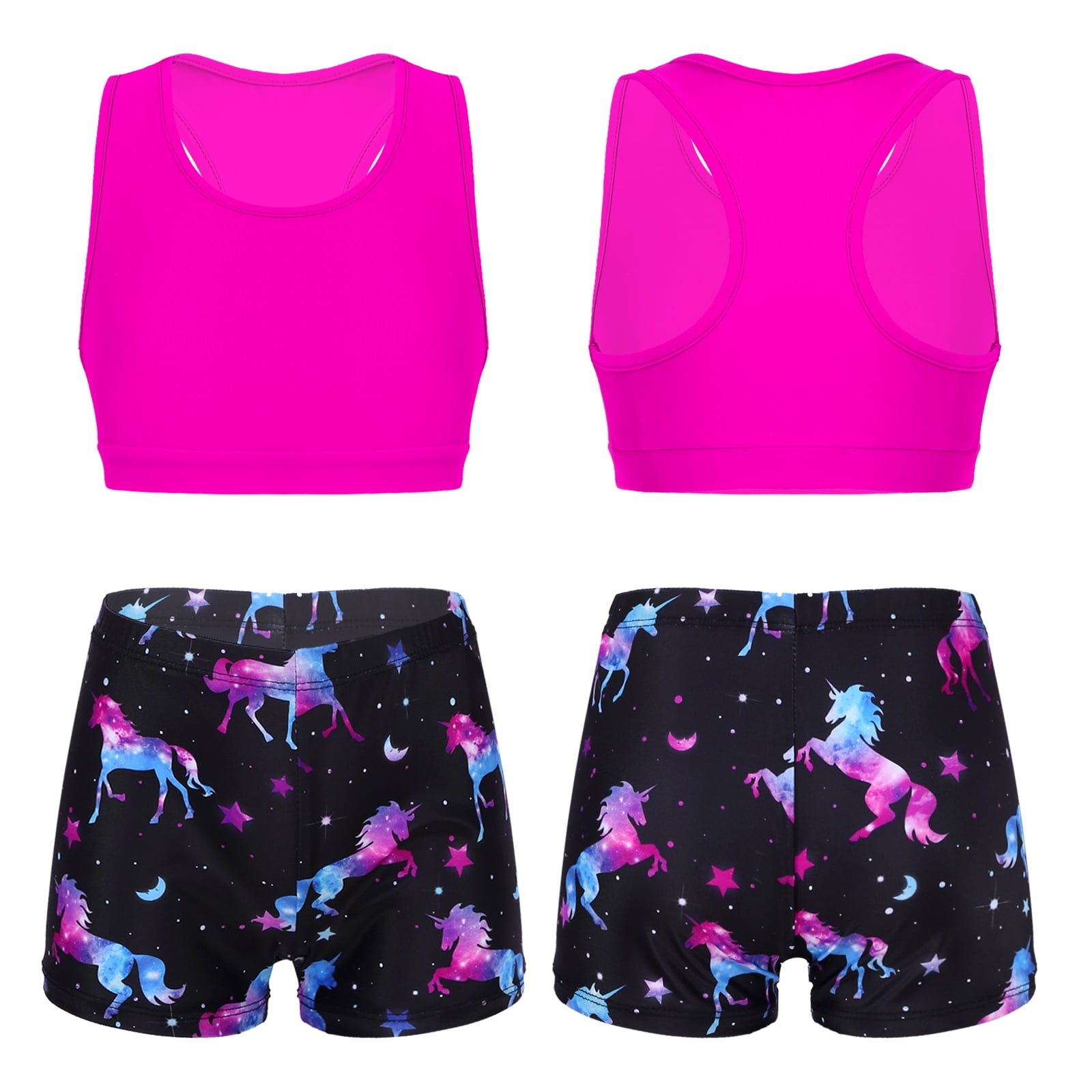 MSemis Kids Girls Active Set Racer Back Tank Top Booty Shorts