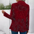 thumbnail image 5 of Womens Sheer Mesh Jackets Long Sleeve Lace Lapel Open Front Lightweight Loose Fit Office Casual Blazer Suit Coat Cardigans Wine XL, 5 of 5