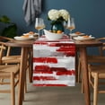 thumbnail image 2 of Red Abstract Table Runner - 108 Inch Long, Kitchen Dining Table Runner Dresser Scarves, Grey Modern Mottled Art Oil Painting Farmhouse Decor for Coffee Tables Wedding Party Banquet, 2 of 8