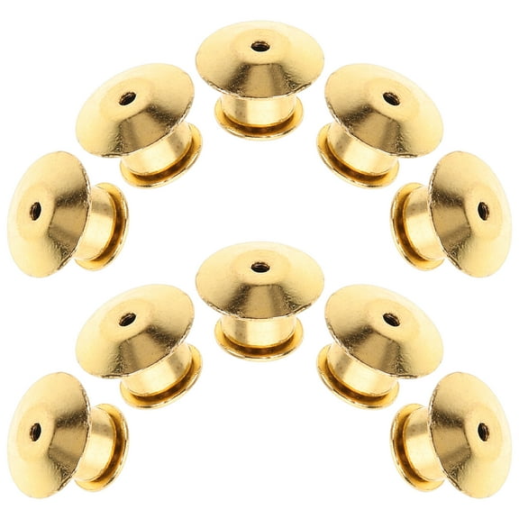 Worgeous 10pcs Metal Flat Locking Pin Backs Secure Pin Fasteners Safety Coupler Pin Golden Pin Locking Backs for Badge Brooch Lapel Pin Tie Tack