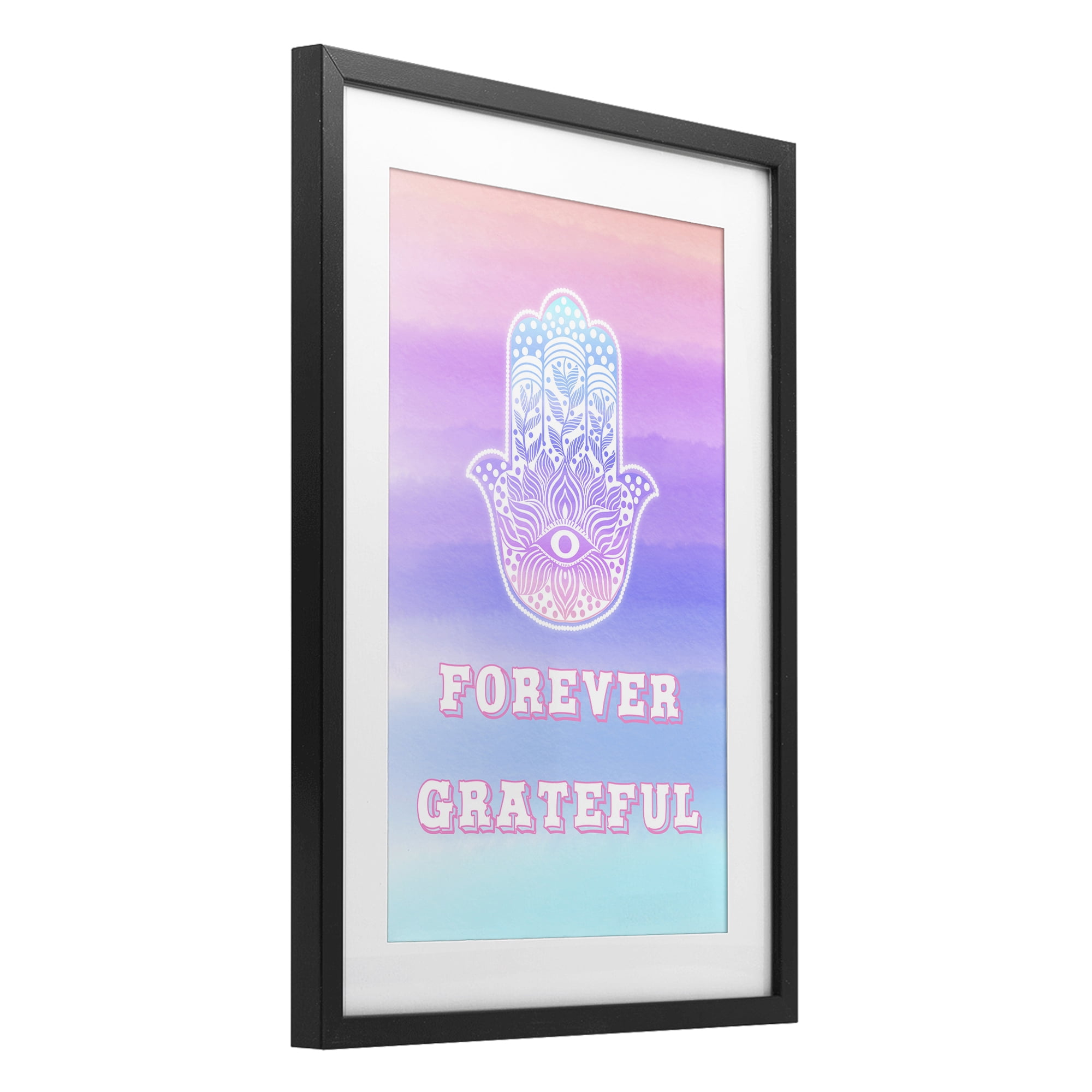 Stupell Industries Forever Grateful Hamsa Black Framed Print Under Glass, design by Pooja Dave