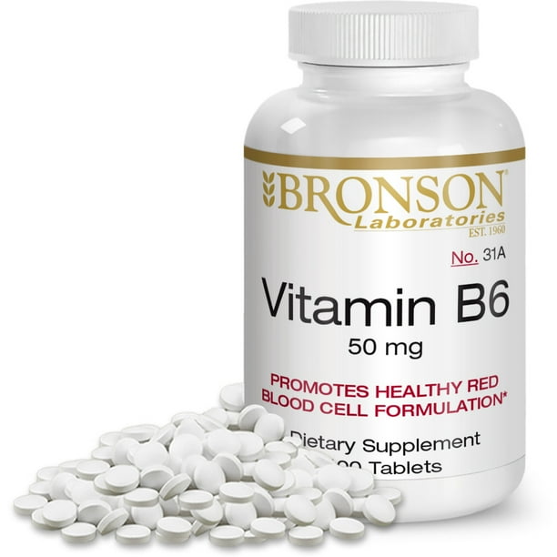 Bronson Vitamin B6 50 mg, 100 Tablets
