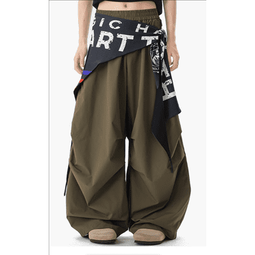 Women's Wide-Leg Pleated Pants, Olive Green