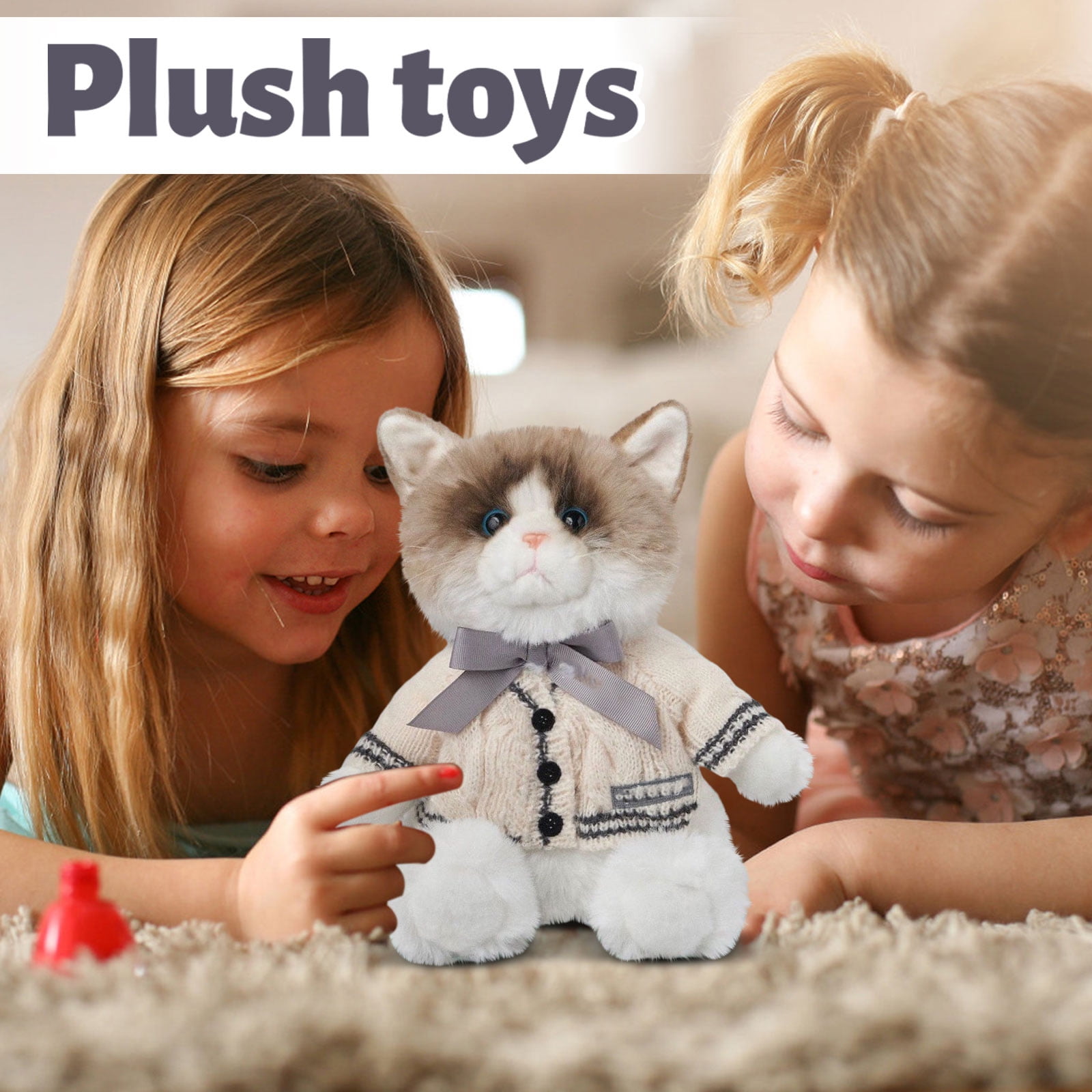 Folk-lore Album Cardigan Plush Cat, Plush Cat Stuffed Animal