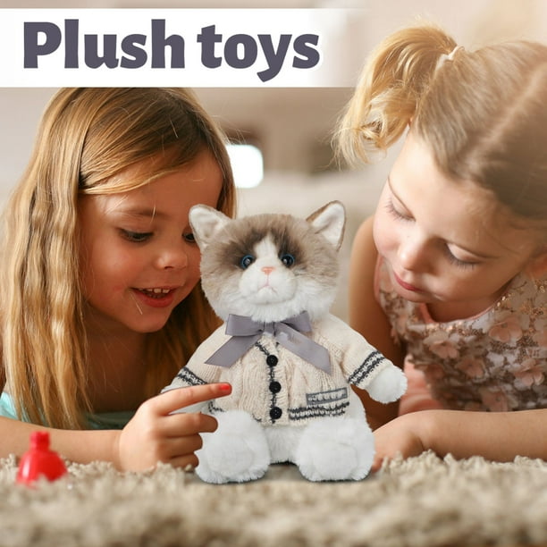 Folk-lore Album Cardigan Plush Cat, Plush Cat Stuffed Animal