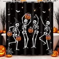 thumbnail image 4 of FRAMICS Halloween Skull Shower Curtain Sets with Rugs, 16-Piece Funny Skeleton Pumpkin Bathroom Sets with Hooks, Waterproof Fabric 72" x 72", 4 of 10
