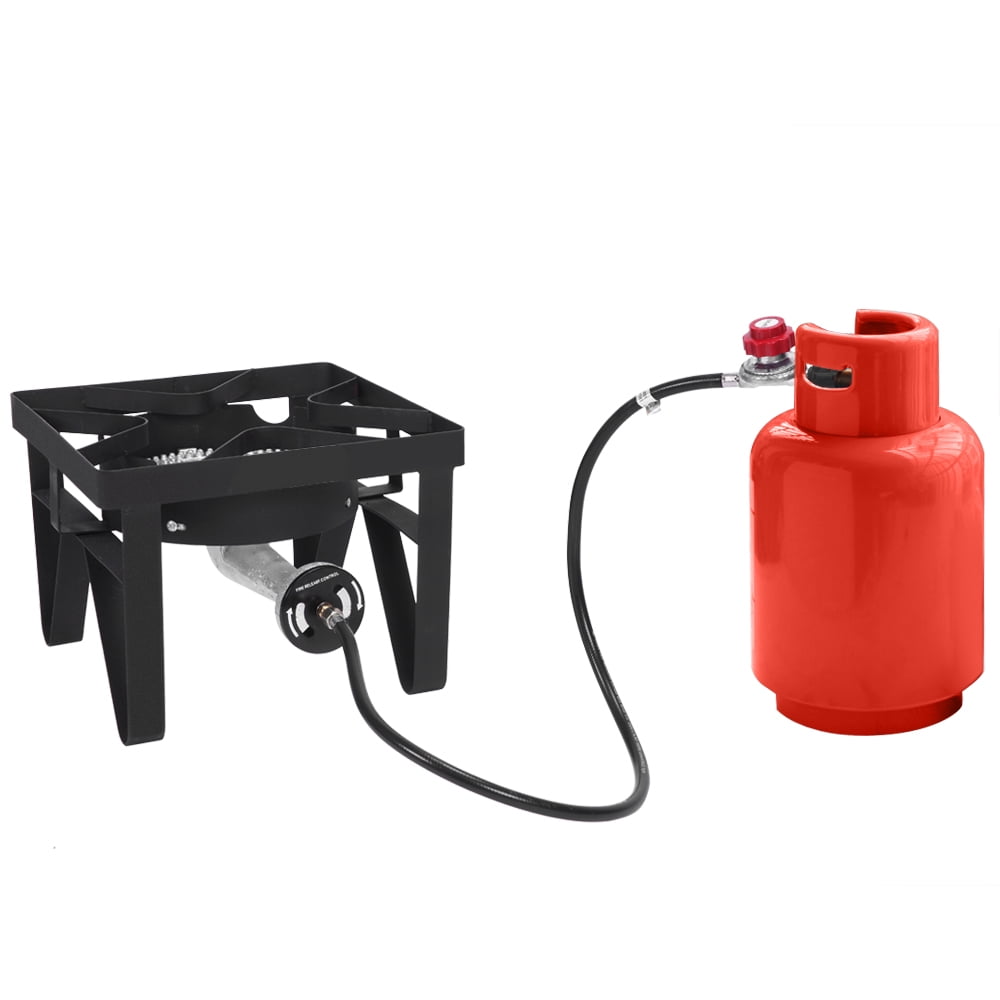 200000 BTU Outdoor Propane Burner High Pressure 0-20 PSI Regulator Cast Iron Camp Stove with Square Stand for Turkey Fryer Crab Boil Canning Home Brewing Backyard Cooking Tailgating Camping
