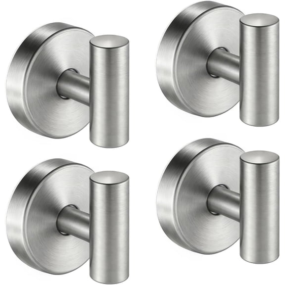 Suction Cup Hooks for Shower, Kitchen, Bathroom, Mirror, Wall, Door, Tile, Glass, Window No Damage – Removable Towel Holder for Hanging Loofah, Robe, Coat, Heavy Duty Hook Brushed Nickel (2-Pack)