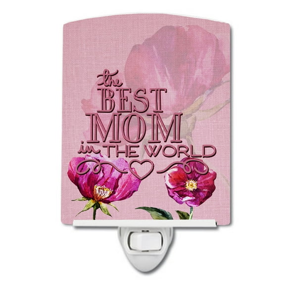 Caroline's Treasures BB5418CNL The Best Mom in the World Ceramic Night Light, 6x4x3", multicolor