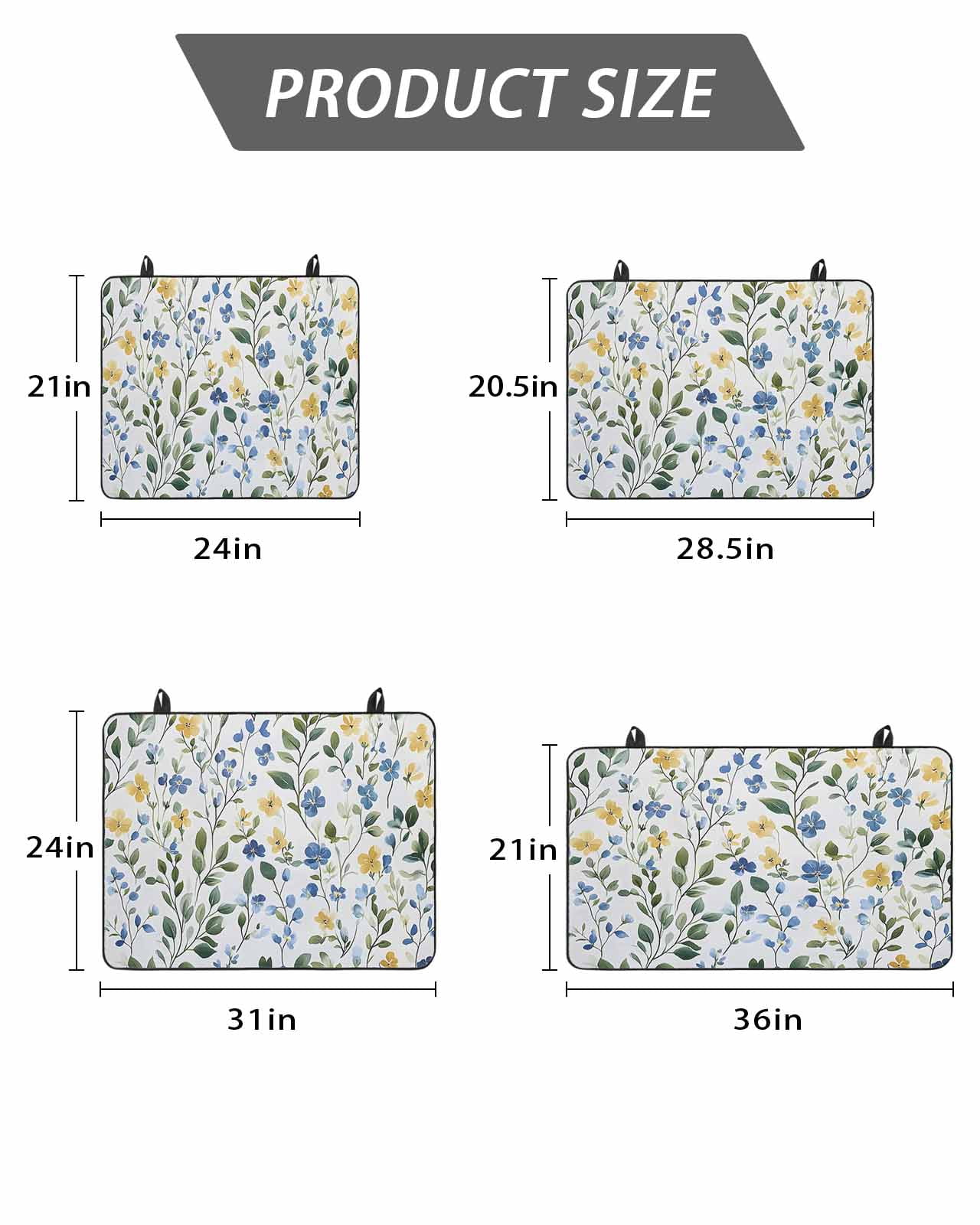 Stove Top Covers for Electric Stove, Blue Yellow Floral Spring Glass Stovetop Cover Protector, Summer Pastoral Botanical Green Induction Cooktop Protector Oven Mat for Kitchen Countertop 24"x21"