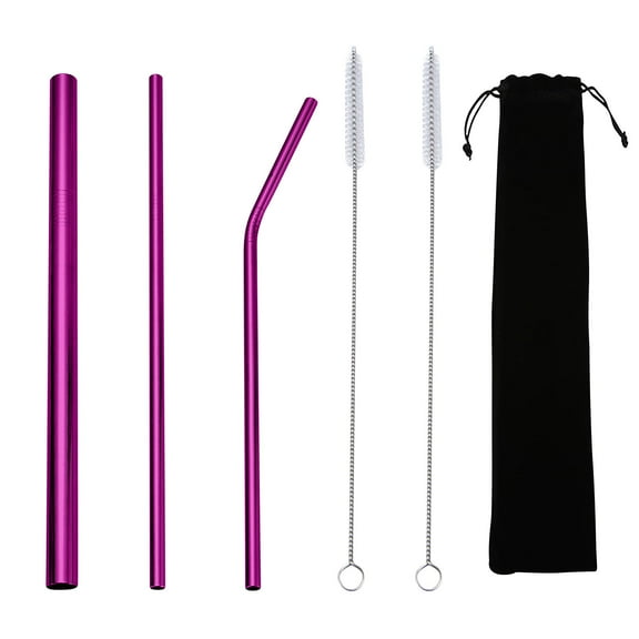 TIHLMK Set of 3 Metal Straws BPA Free Reusable Drinking Stainless Steel Straws with 2 Straw Cleaners