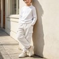 thumbnail image 6 of Xdegoge Boys Sherpa Fleece Cargo Pants Fuzzy Warm Joggers with Side Pockets Elastic Waist Winter Heavyweight Lounge Track Pants, 6 of 9