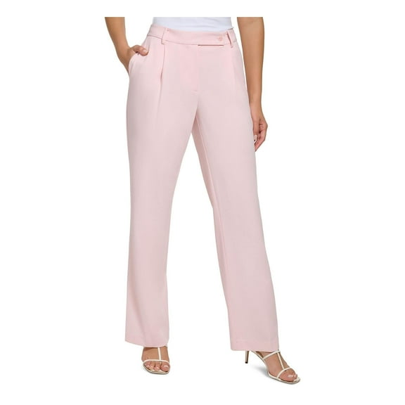 DKNY Womens Extended Tab Pleated Straight Leg Pants