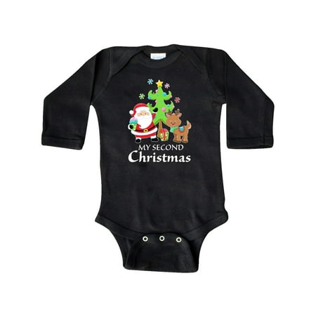 

Inktastic My 2nd Christmas with Santa Reindeer and Tree Gift Baby Boy or Baby Girl Long Sleeve Bodysuit