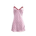 thumbnail image 5 of Helii Women Cherry Print Lace V Neck Nightgown Slim Fit Adjustable Spaghetti Strap Short Sleep Dress Breathable Ice Silk Pajamas Summer Homewear Cute Ruffle Hem Casual Nightgown Sleepwear for Women, 5 of 5