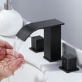 thumbnail image 2 of WOWOW Oil Rubbed Bronze Waterfall Bathroom Faucet - 8 inch Widespread Bathroom Faucets for Sinks 3 Hole, 2 Handles Bathroom Sink Faucet with Pop up Drain and cUPC Supply Lines, 2 of 7