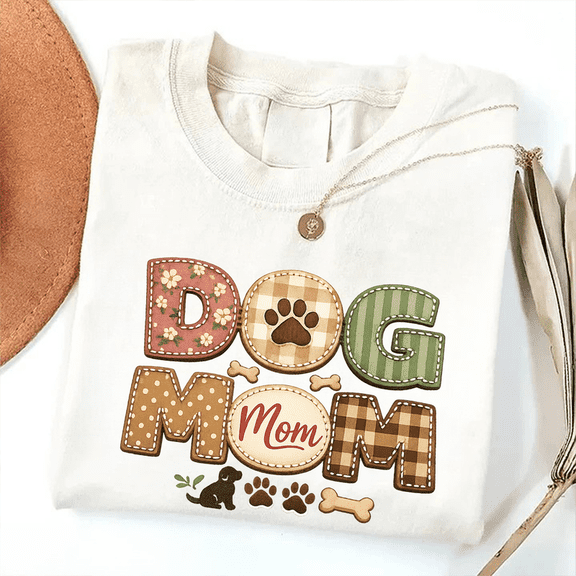 Vintage Patchwork Dog Mom Graphic Tee