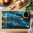 thumbnail image 2 of Blue Black Marble Placemats Set of 4, Modern Golden Abstract Aesthetic Placemats for Dining Table, Place Mats for Kitchen Tabletop, Waterproof Wipeable Dining Table Mats Set, 2 of 9