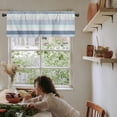 thumbnail image 6 of Curtain Valance for Windows Boho Rod Pocket Valance Window Treatments 1 Panel Bohemian Geometric Stripes Teal Grey Short Curtains for Kitchen Windows Bathroom Bedroom 54 x 18 inch Blue, 6 of 6