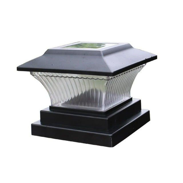 2uds. Lámpara de pilar LED de energía solar Luz de cerca de jardín al aire libre (blanco frío negro)