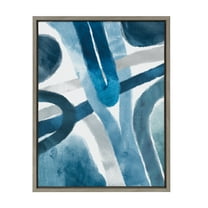 Kate and Laurel Sylvie Abstract Blue And Gray Watercolor Framed Canvas Wall Art, 18x24 Gray