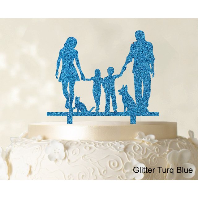 Family Cake Topper Personalized Silhouette Cake Topper Color Option Available 6-8 Inches Wide