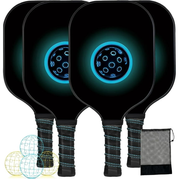 YISSDA Pickleball Paddles Set of 4, Lightweight and Durable Wooden Pickleball Set 4 Pack with 4 Balls