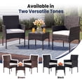 thumbnail image 4 of CONCETTA 3-Piece Patio Furniture Set, Wicker Outdoor PE Rattan Furniture with Coffee Table & Washable Cushion, Compact Bistro Conversation Seating for Balcony, Garden, Poolside, Porch - Black, 4 of 8