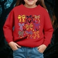thumbnail image 2 of larppty Girls Halloween Fashion Print Pullover Sweatshirt Kids Casual Warm Long Sleeve Top Toddler Cozy Fall Winter Outfit Playdate Holiday Party Apparel (Red,5-6 Years), 2 of 4