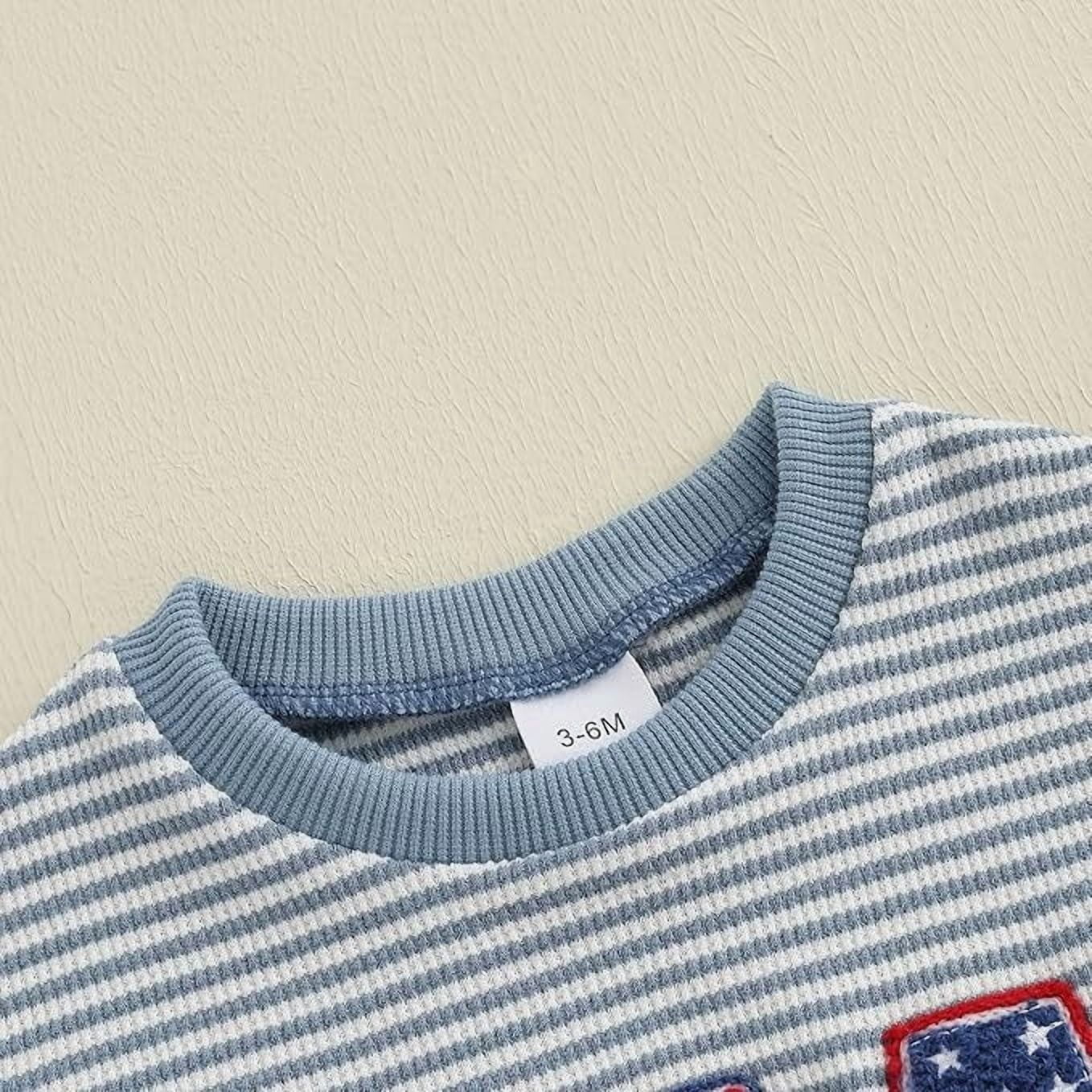 Povozer Infant Baby Boy Clothing Waffle Knit Short Sleeve Rompers Tractor Embroidery Jumpsuit Newborn Outfit Summer Clothes,Size 6-12 Months ,Blue