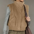 thumbnail image 5 of qolati Womens Puffer Vest Cropped Lightweight Button Down Quilted Vest Scrunch Stand Collar Sleeveless Padded Gilet Coat with Pockets Khaki S 4, 5 of 8