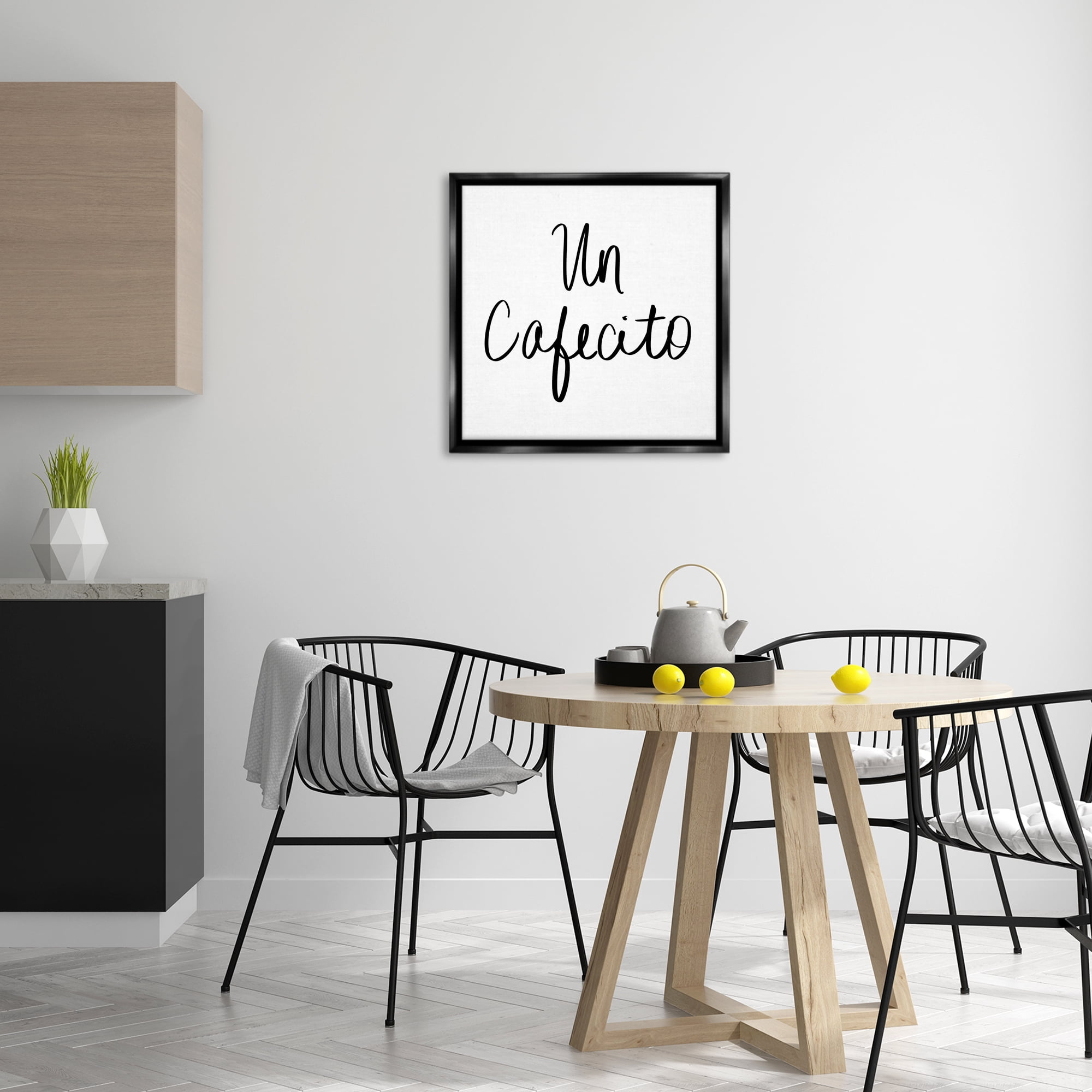 Stupell Industries Un Cafecito Diseño Minimalista Food & Beverage Painting Black Floater Framed Art Print Wall Art, 25 x 25