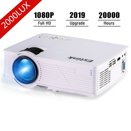 FAGINEY Mini Projector, Video Projector Support 1080P Full HD LED Projector 2000 Lumens 20,000 Hrs Multimedia Home Theater Movie Projector Indoor/Outdoor Compatible with