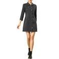 thumbnail image 5 of Allegra K Women's 3/4 Sleeve Button Down Denim Slim Fit Shirt Dress, 5 of 6