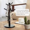 thumbnail image 5 of Bamboo Coffee Mug Tree, Mug Rack, Coffee Cup Holder, Thicker Wooden Base Coffee Cup Holder Stand for Counter, Countertop Organizer, Mug Rack with 6 Hooks, Black, 5 of 5
