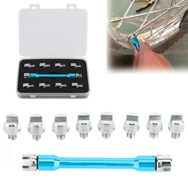Llave para radios de motocicleta, 5.0-6.8, 10 Puntas intercambiables de Tamaña, Llave para radios de rueda de moto de cross Ajustable para Ajustar El Montaje de Alambre de Acero