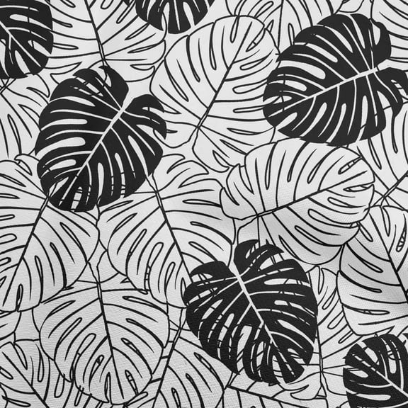 oneOone Polyester Spandex Black Fabric Tropical Sewing Material Print Fabric By The Yard 56 Inch Wide