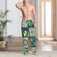 thumbnail image 5 of Uemuo Lemon and Leaves Pattern Men's Wide Leg Palazzo Lounge Pants with Pockets Light Weight Loose Comfy Casual Pajama Pants-Large, 5 of 9