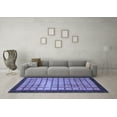 thumbnail image 3 of Ahgly Company Machine Washable Indoor Round Checkered Blue Modern Area Rugs, 8' Round, 3 of 4