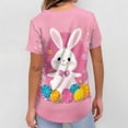 thumbnail image 5 of LTTVQM Easter Scrub Tops Women Rabbits Eggs Print Happy Short Sleeve Clothes Loose Fit V-Neck Trendy Shirts with Pockets Light pink M, 5 of 6