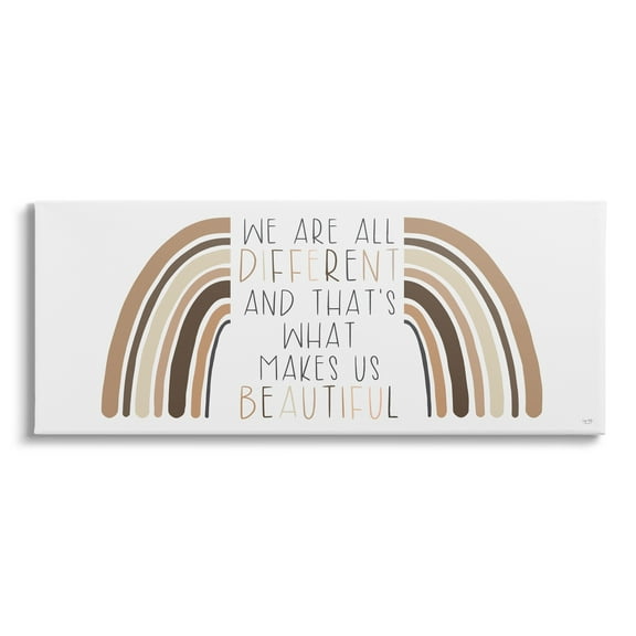 Stupell Industries Different Is Beautiful Motivational Quote Neutral Tone Rainbow, 24 x 10, Design by Lux Me Designs