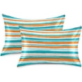 thumbnail image 2 of GZHJMY Watercolor Stripe Satin Pillowcase for Hair and Skin, Soft and Cozy Cooling Smooth Pillow Cover with Envelop Closure, King Size 20x40in Home Decor, 2 of 7
