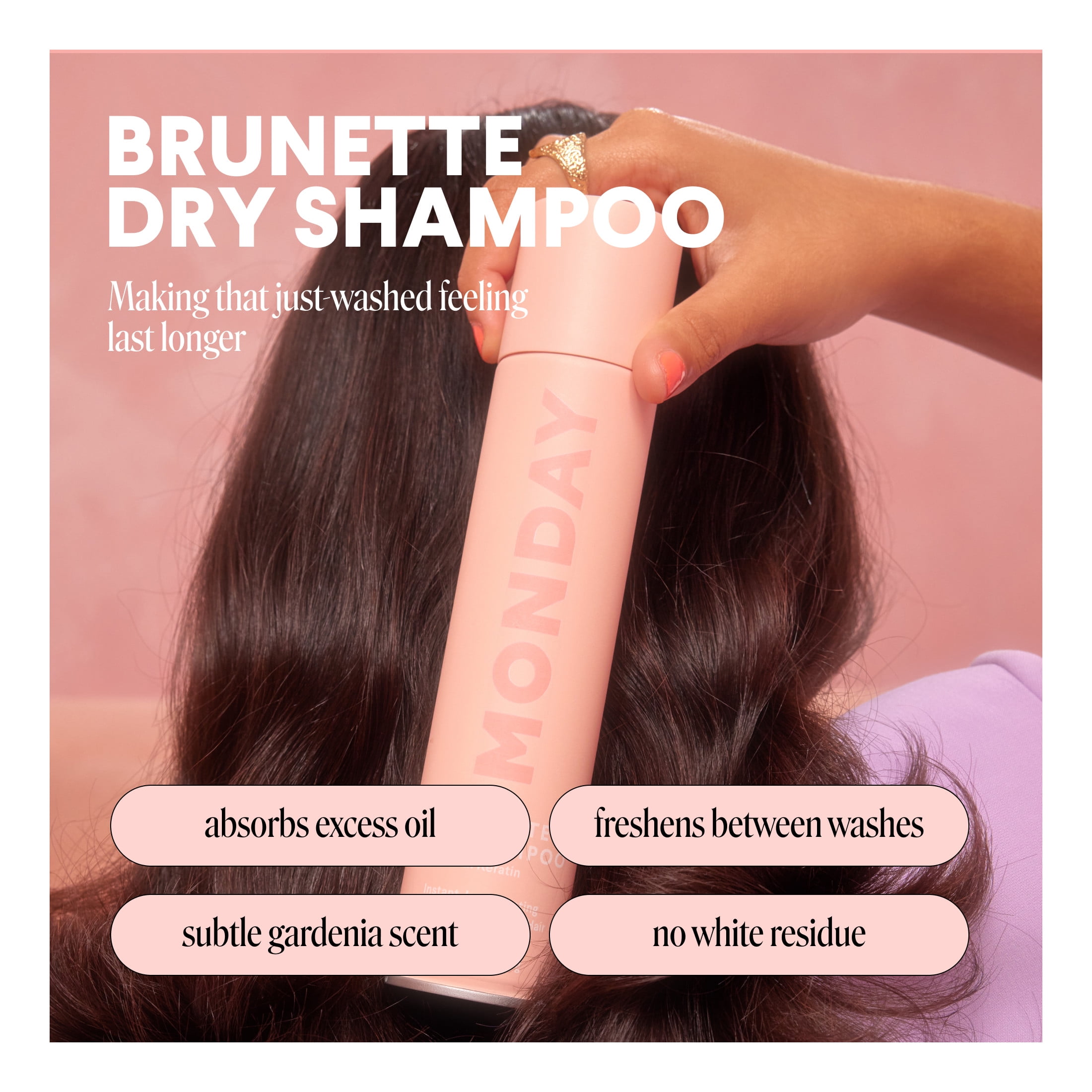 MONDAY Haircare Brunette Dry Shampoo with Keratin, Oil-Absorbing Ideal for Darker Hair 200 ml
