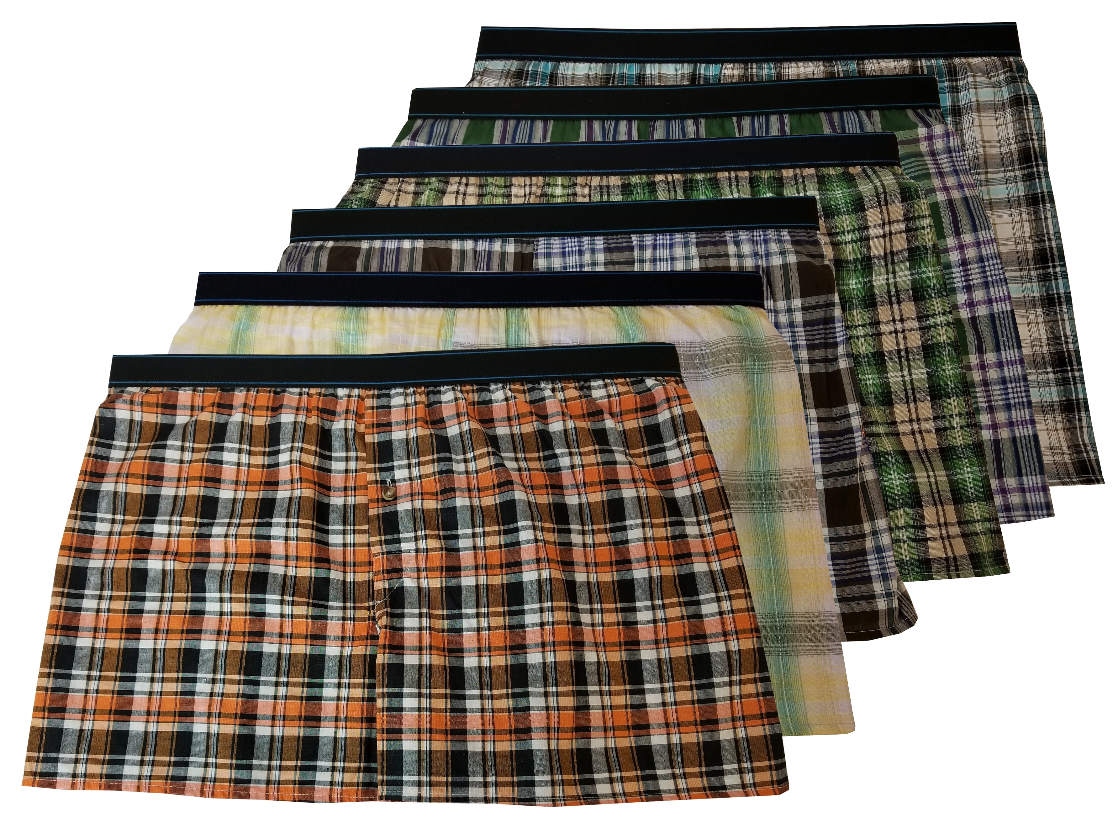 Different Touch 6 Pack Men's Big and Tall Exposed Elastic Band Boxer