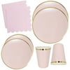 Just Artifacts Assorted Event and Party Disposable Napkins, Plates, Cups Tableware Kit (44pcs, Light Pink)