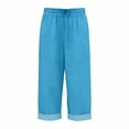 thumbnail image 4 of XEGLSBU Girls High Waist Striped Culottes Casual Summer Pants with Pockets Comfortable Straight Leg Trousers for Kids (Sky Blue Size 9-10 Years), 4 of 4