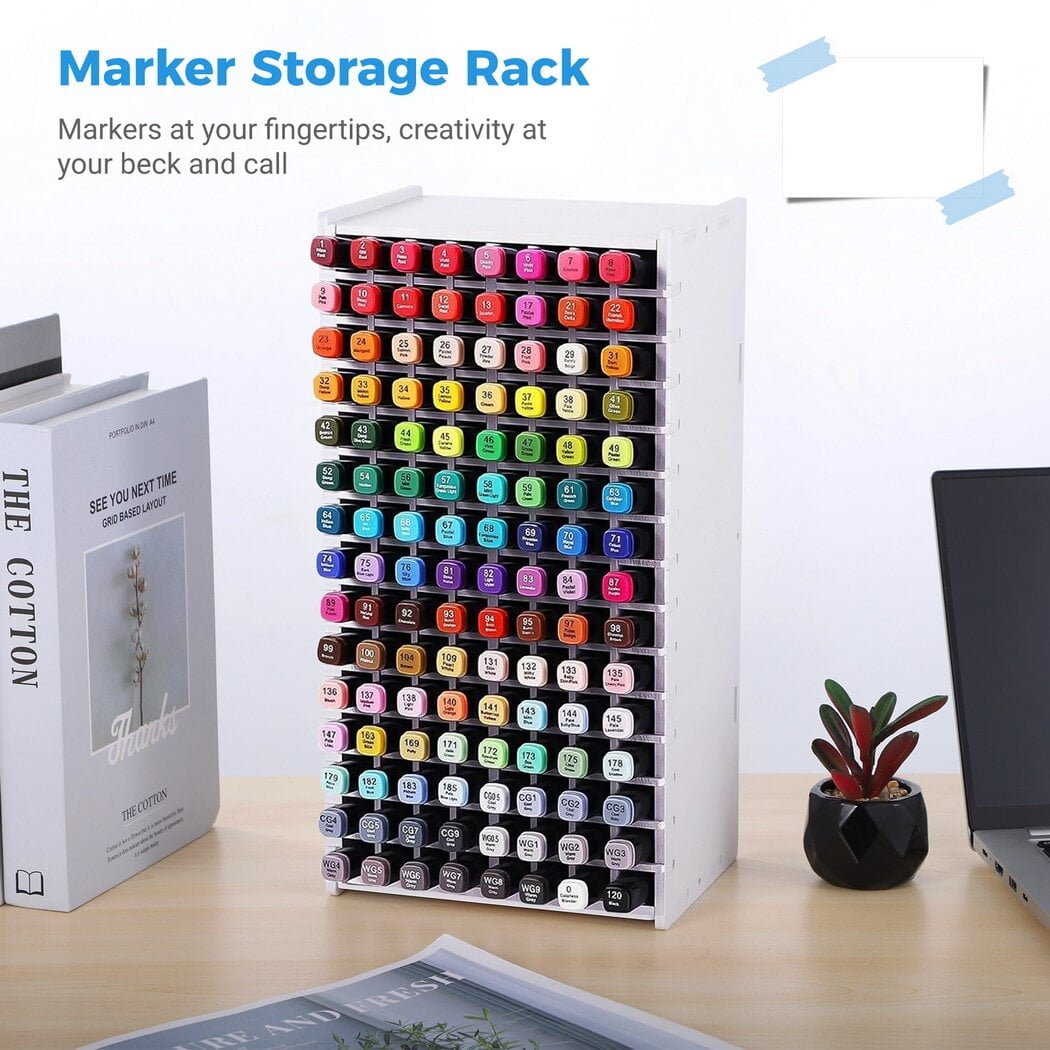 Marker Storage Rack with 120 Slots, Stacked Marker Holder, Multifunctional Pen Stand for Markers, Art Brushes