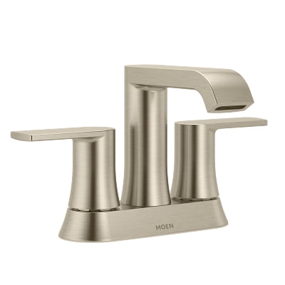 MOEN 84764SRN Genta 4 in. Centerset Double-Handle Bathroom Faucet with Drain Kit Included in Spot Resist Brushed Nickel